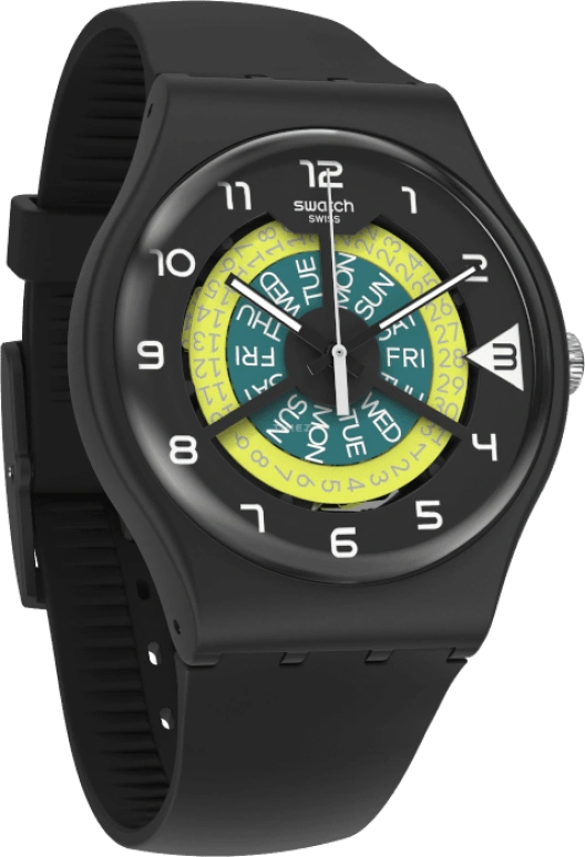 Swatch,Originals 41mm,41mm,Plastic,Black,Sapphire,Crystal Glass,Closed,SUOB732
