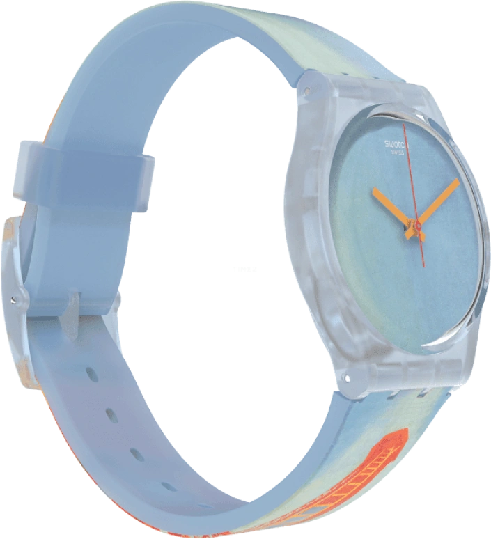 Swatch,Originals 34mm,34mm,Plastic,Blue,Quartz,Sapphire,Crystal Glass,Round,GZ357