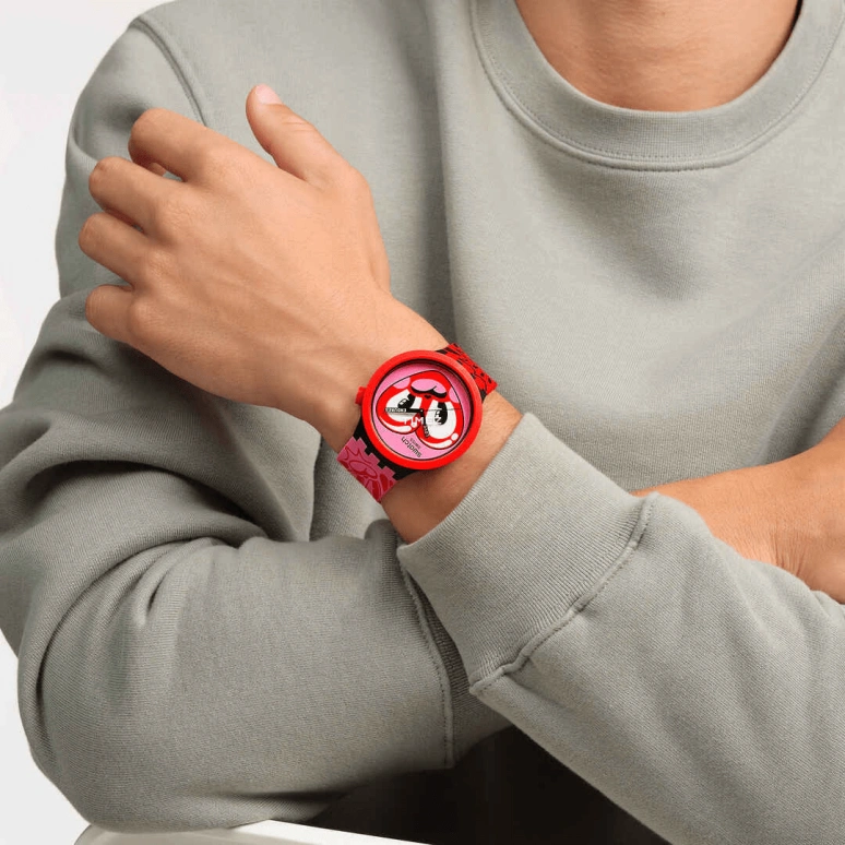 Swatch,THE BOLD 47mm,47mm,Bio-sourced,Pink Red,Red,Quartz,Glass,Round,SB05Z103