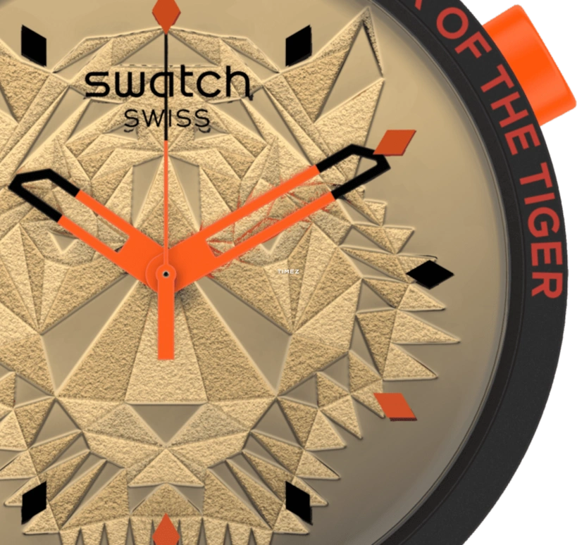 Swatch,THE BOLD 47mm,47mm,Bioceramic,Gold,Quartz,Round,Black,SB03Z102