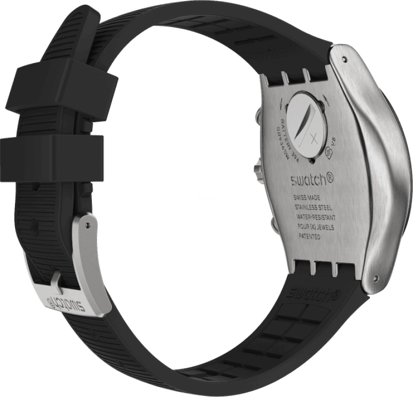 Swatch,IRONY 43mm,43mm,Stainless Steel,Black,Silver,YVS486