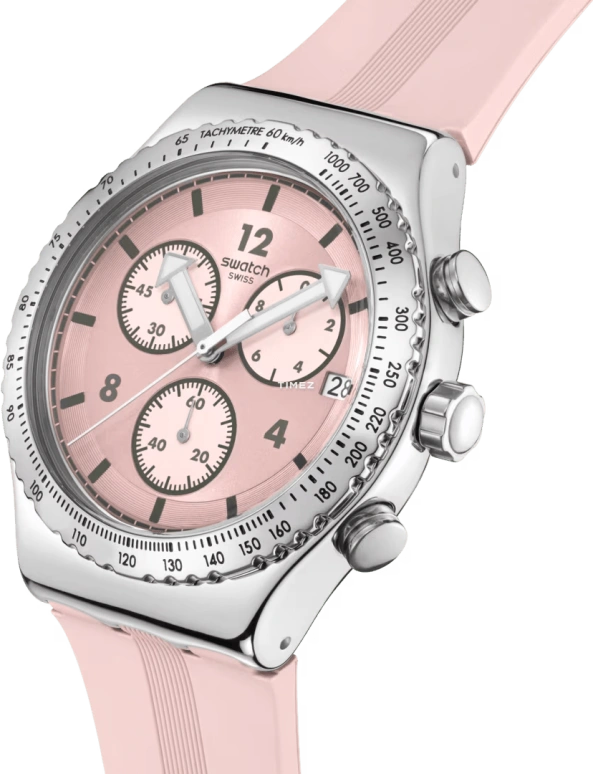 Swatch,IRONY 43mm,43mm,Stainless Steel,Pink,Quartz,Chronograph,Day,YVS532