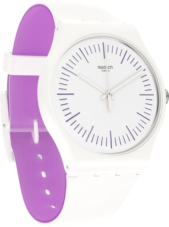 Swatch,Originals 41mm,41mm,Plastic,White,Sapphire,Crystal Glass,SUOW173