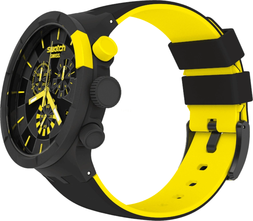 Swatch,THE BOLD 47mm,47mm,Plastic,Black,Sapphire,Crystal Glass,Closed,SB02B403