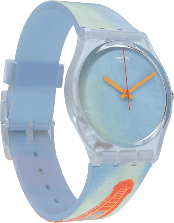 Swatch,Originals 34mm,34mm,Plastic,Blue,Quartz,Sapphire,Crystal Glass,Round,GZ357