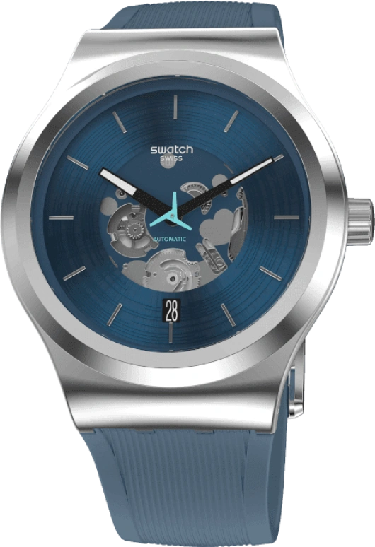 Swatch,IRONY 42mm,42mm,Stainless Steel,Blue,Open,YIS430
