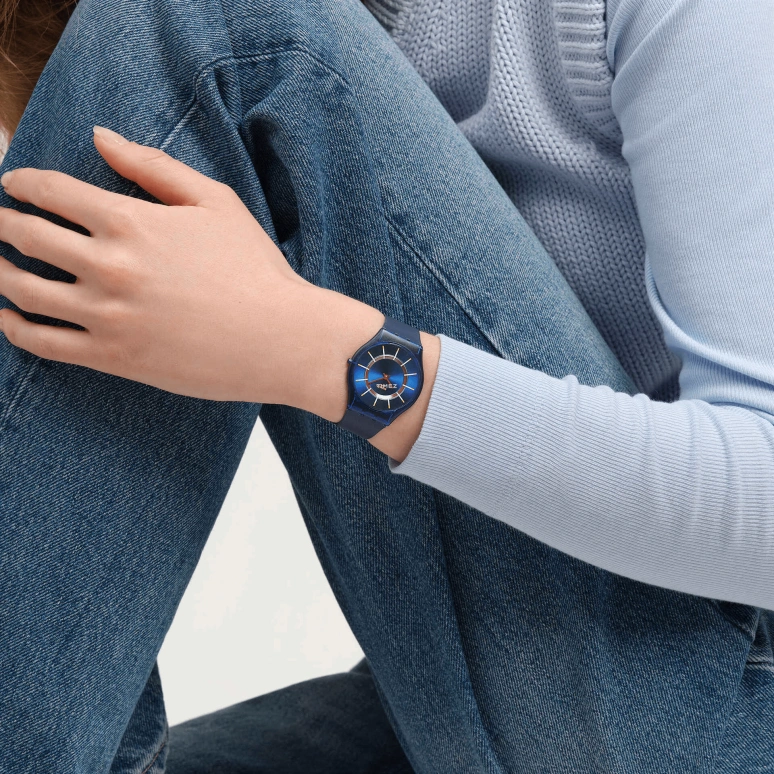 Swatch,SKIN 34mm,34mm,Bio-sourced,Blue,Quartz,SS08N117
