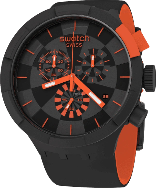 Swatch,THE BOLD 47mm,47mm,Plastic,Black,Sapphire,Crystal Glass,SB02B402