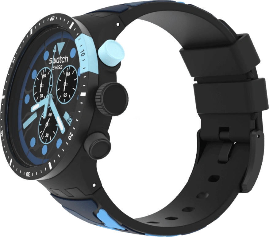 Swatch,THE BOLD 47mm,47mm,Plastic,Black,Sapphire,Crystal Glass,Closed,SB02B408
