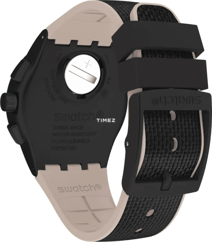 Swatch,Originals 42mm,42mm,Plastic,Black,Quartz,Chronograph,Round,SUSB106