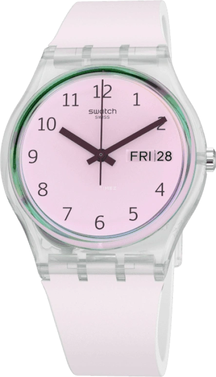 Swatch,Originals 34mm,34mm,Plastic,Pink,Green,Sapphire,Crystal Glass,GE714