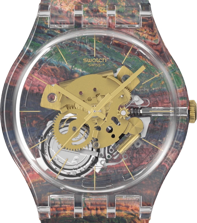 Swatch,Originals 41mm,41mm,Plastic,Multi-Color,Transparent,Quartz,Round,Transparent,SUOK147,SUOK147-037