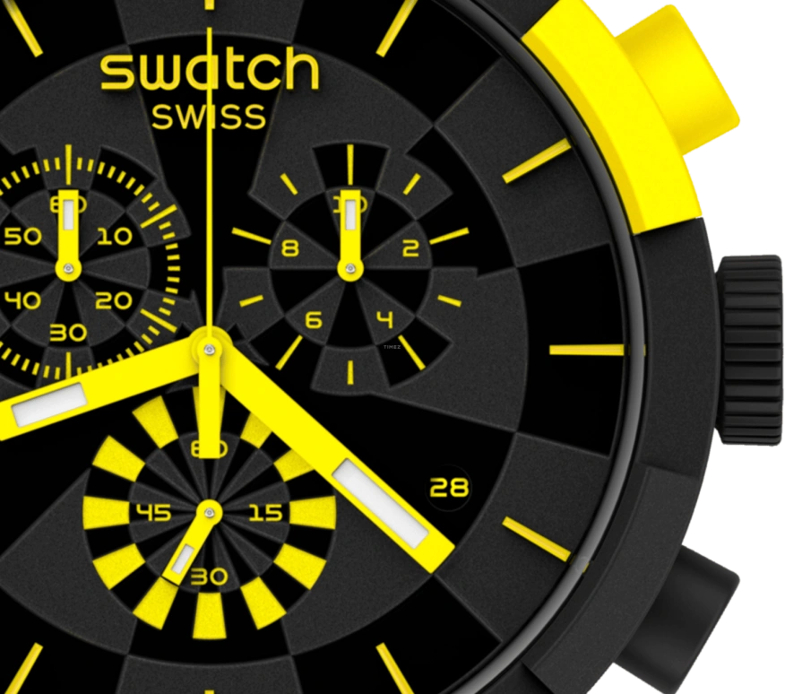 Swatch,THE BOLD 47mm,47mm,Plastic,Black,Sapphire,Crystal Glass,Closed,SB02B403