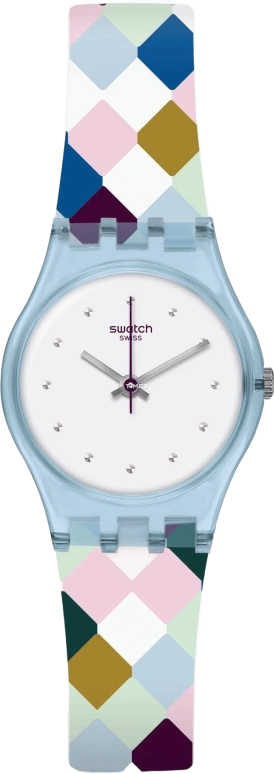 Swatch,Originals 25mm,25mm,Plastic,White,Quartz,Tonneau,Transparent,Blue,LL120