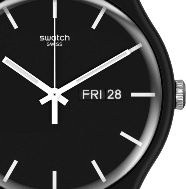 Swatch,Originals 41mm,41mm,Plastic,Black,Quartz,Date,Day,SUOB720I