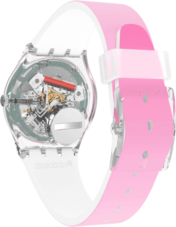 Swatch,Originals 34mm,34mm,Plastic,Pink,Sapphire,Crystal Glass,GE719