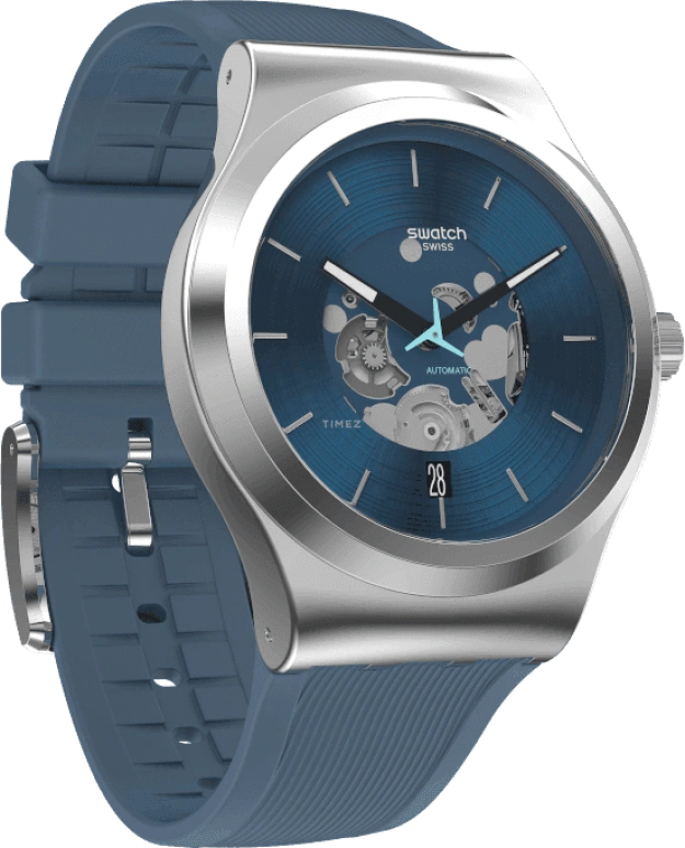 Swatch,IRONY 42mm,42mm,Stainless Steel,Blue,Open,YIS430