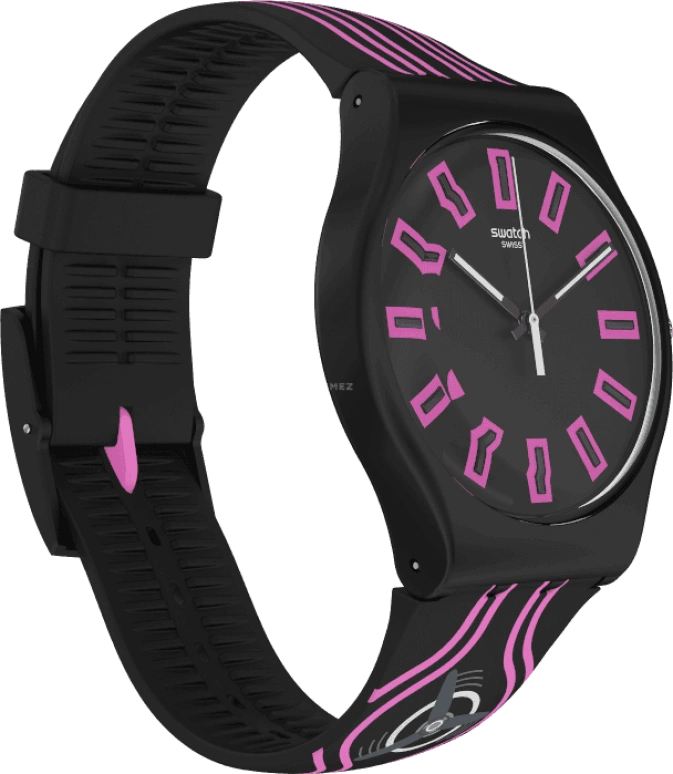 Swatch,Originals 41mm,41mm,Plastic,Black,Pink,Sapphire,Crystal Glass,SUOB146C