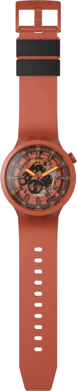 Swatch,Other 47mm,47mm,Plastic,Red,Skeleton,Quartz,Sapphire,Crystal Glass,Round,SB01R100