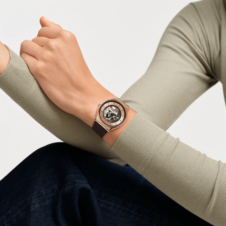 Swatch,Swatch Essentials 42mm,42mm,Stainless Steel,Rose Gold,Quartz,Round,SS07G107