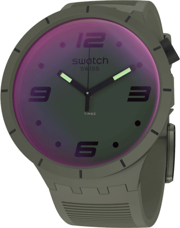 Swatch,THE BOLD 47mm,47mm,Plastic,Green,Sapphire,Crystal Glass,SO27M105