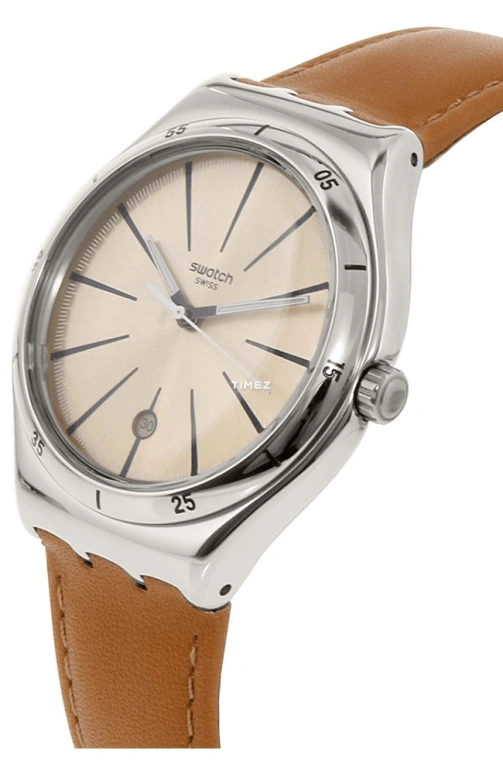 Swatch,Other 41mm,41mm,Stainless Steel,Silver,Yellow,Quartz,Day,Sapphire,Crystal Glass,YWS408C