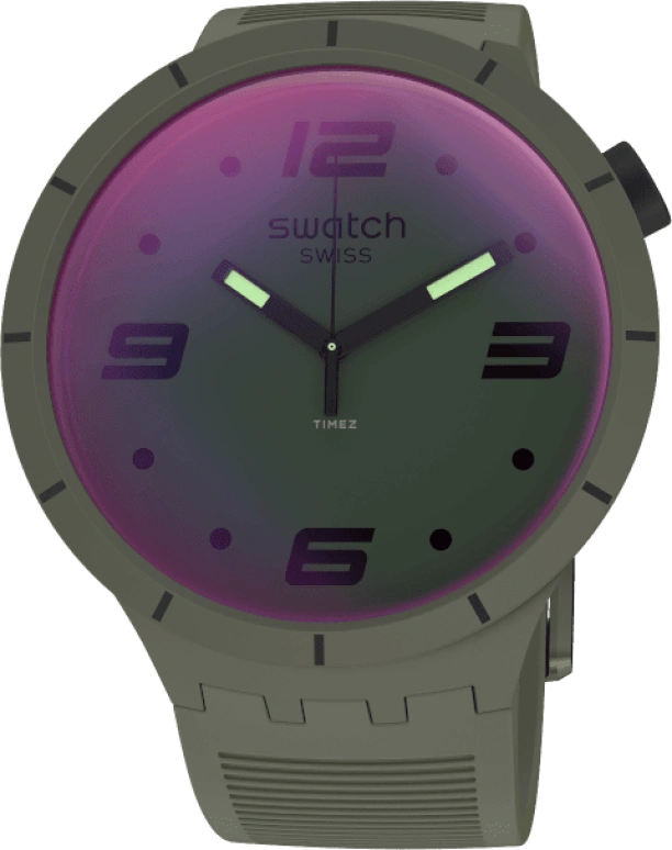 Swatch,THE BOLD 47mm,47mm,Plastic,Green,Sapphire,Crystal Glass,SO27M105