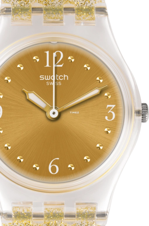 Swatch,Originals 25mm,25mm,Plastic,Gold,Quartz,Tonneau,Transparent,LK382