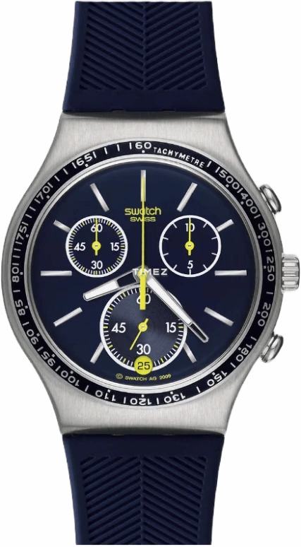 Swatch,Other 40mm,40mm,Stainless Steel,Black,Quartz,Chronograph,Day,YCS538