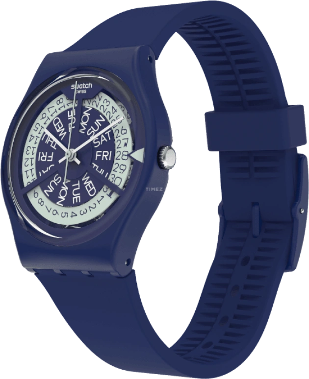 Swatch,Originals 34mm,34mm,Plastic,Blue,Sapphire,Crystal Glass,Closed,GN727