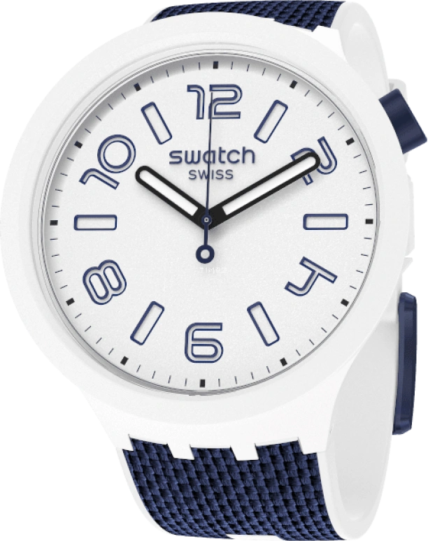 Swatch,THE BOLD 47mm,47mm,Plastic,White,Sapphire,Crystal Glass,Closed,SO27W102