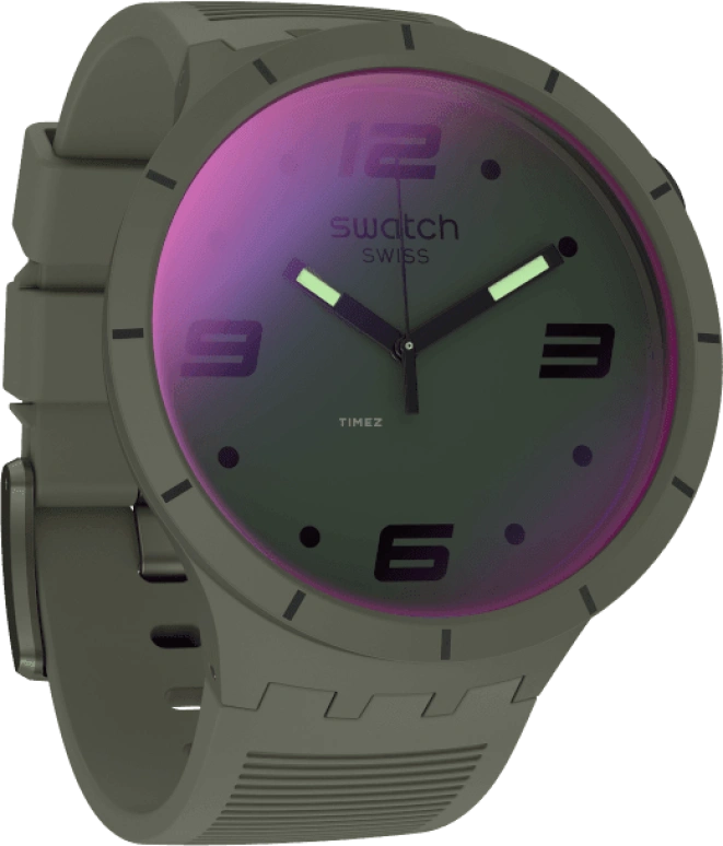 Swatch,THE BOLD 47mm,47mm,Plastic,Green,Sapphire,Crystal Glass,SO27M105