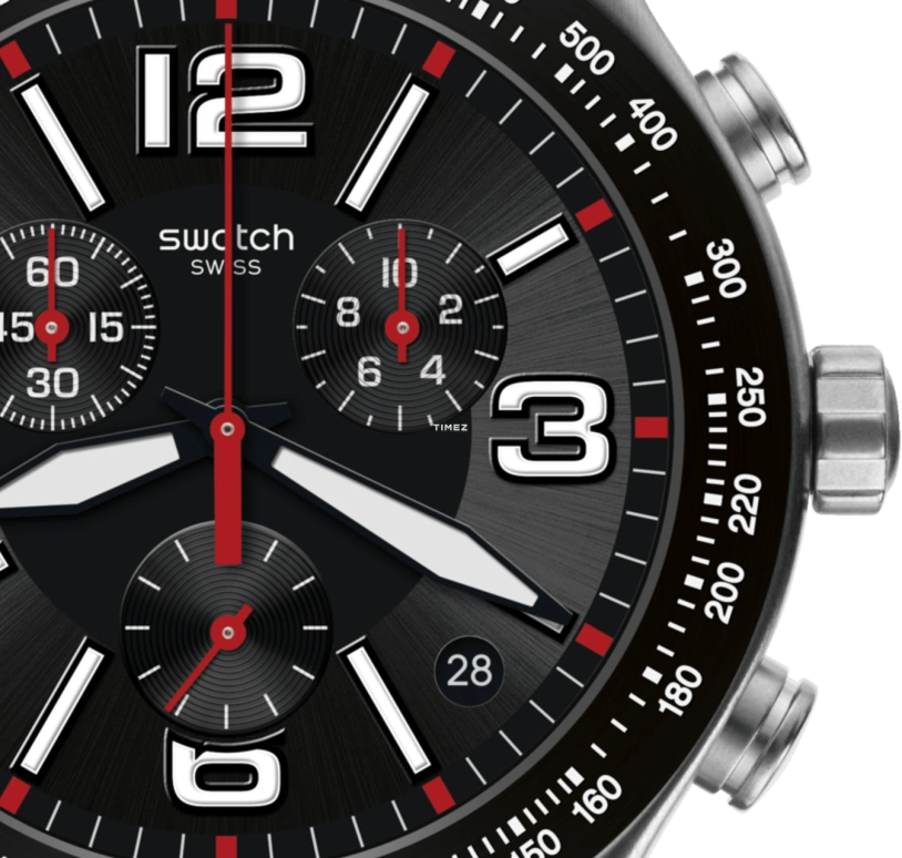 Swatch,IRONY 43mm,43mm,Stainless Steel,Black,Quartz,Chronograph,Day,YVS461