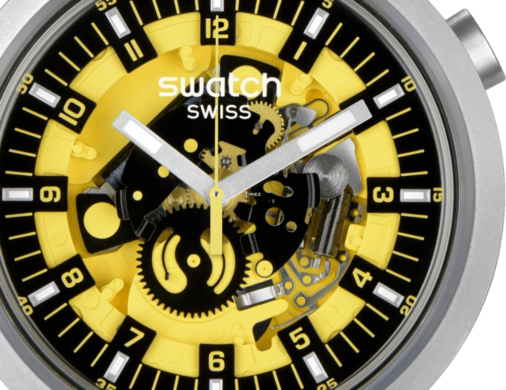 Swatch,IRONY 47mm,47mm,Stainless Steel,Yellow,Quartz,Sapphire,Crystal Glass,Round,SB07S109