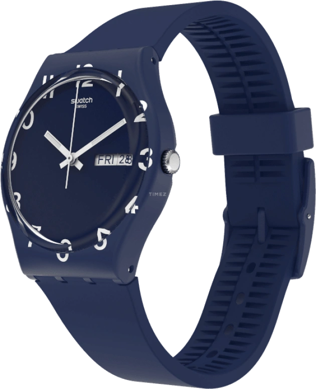 Swatch,Originals 39.20mm,39.20mm,Plastic,Blue,Sapphire,Crystal Glass,Closed,GN726