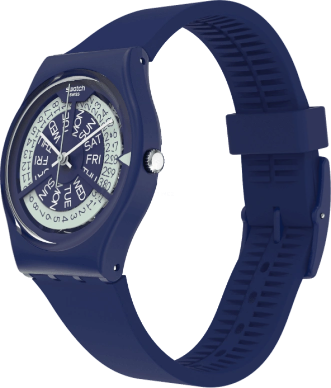 Swatch,Originals 34mm,34mm,Plastic,Blue,Sapphire,Crystal Glass,Closed,GN727