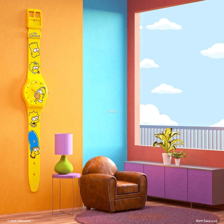 Swatch,THE SIMPSONS 300mm,300mm,Plastic,Yellow,Quartz,Glass,Round,MGJ001