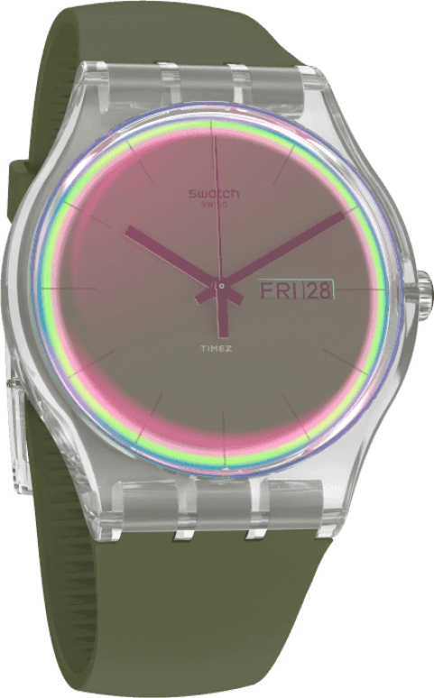 Swatch,Originals 41mm,41mm,Plastic,Pink,Quartz,Sapphire,Crystal Glass,Round,SUOK714