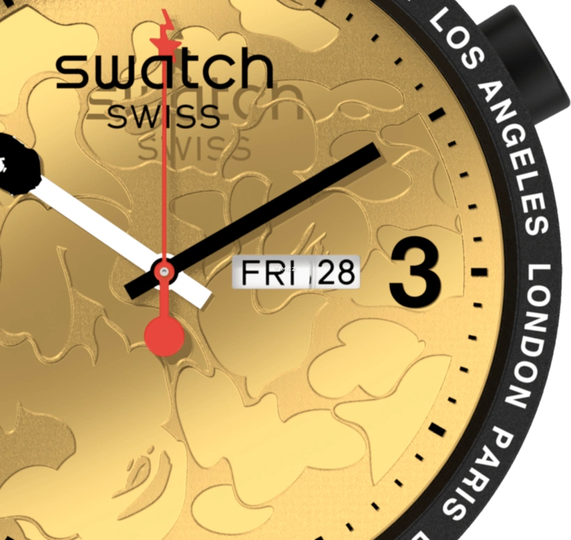 Swatch,Other 47mm,47mm,Plastic,Gold,Quartz,Date,Day,SO27Z708