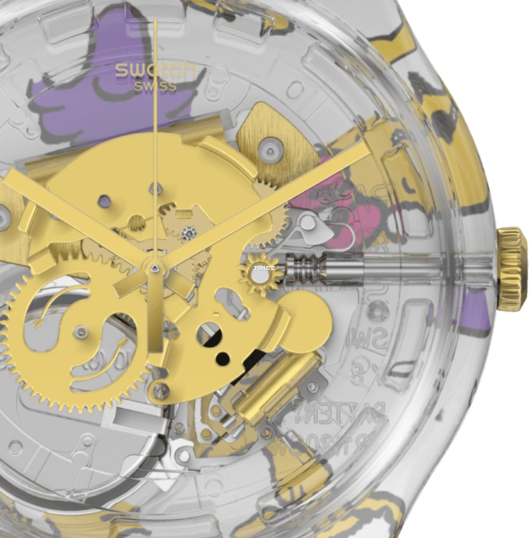 Swatch,Originals 41mm,41mm,Plastic,White,Quartz,Tonneau,Transparent,SUOK146,SUOK146-003