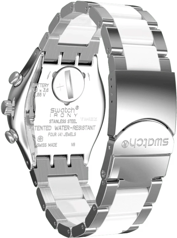 Swatch,IRONY 40mm,40mm,Stainless Steel,Silver White,Quartz,Chronograph,Day,YCS603G