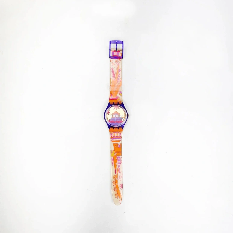 Swatch,Other 34mm,34mm,Plastic,Multi-Color,Quartz,Crystal Glass,Tonneau,GV103