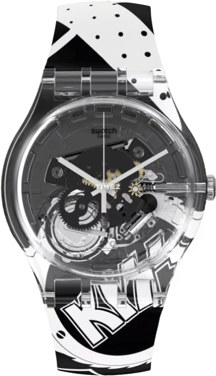 Swatch,Other 41mm,41mm,Plastic,Transparent,Quartz,Sapphire,Crystal Glass,Round,SUOK136,SUOK136-051