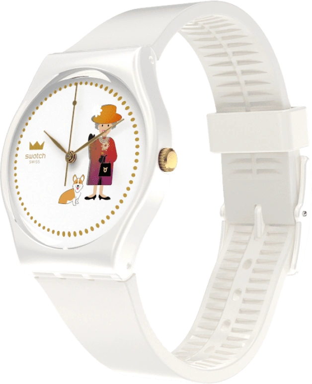 Swatch,Other 34mm,34mm,Plastic,White,Sapphire,Crystal Glass,GZ711