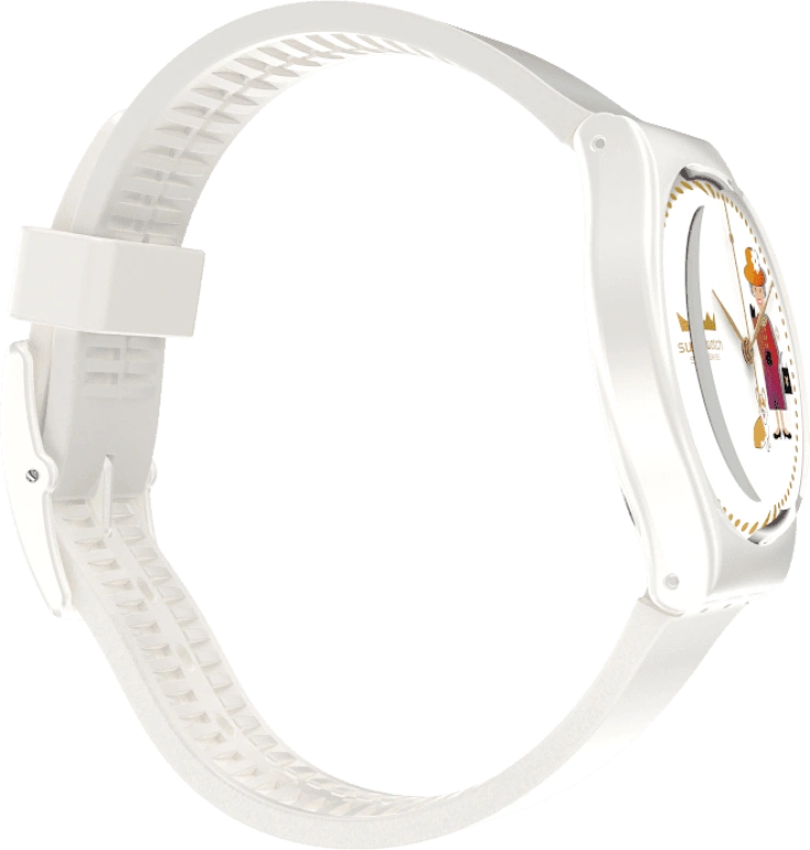 Swatch,Other 34mm,34mm,Plastic,White,Sapphire,Crystal Glass,GZ711