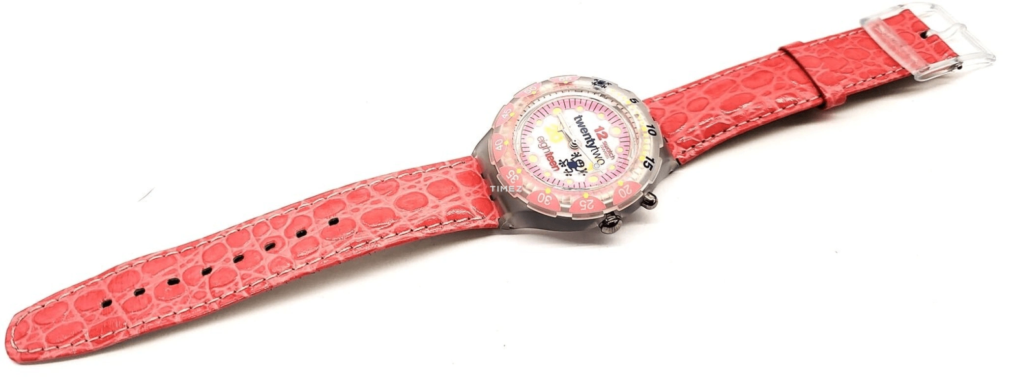 Swatch,Other 38mm,38mm,Plastic,Pink,White,Quartz,Sapphire,Tonneau,SDN900
