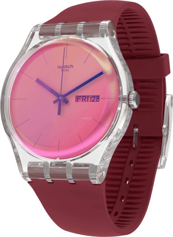 Swatch,Originals 41mm,41mm,Plastic,Pink,Sapphire,Crystal Glass,SUOK717