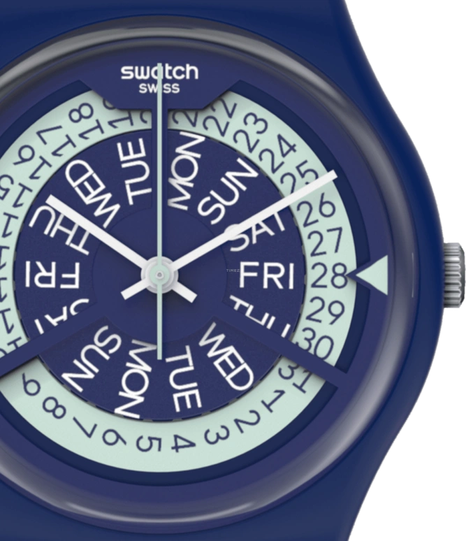 Swatch,Originals 34mm,34mm,Plastic,Blue,Sapphire,Crystal Glass,Closed,GN727