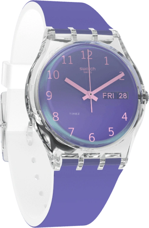 Swatch,Originals 34mm,34mm,Plastic,Purple,Green,Sapphire,Crystal Glass,GE718