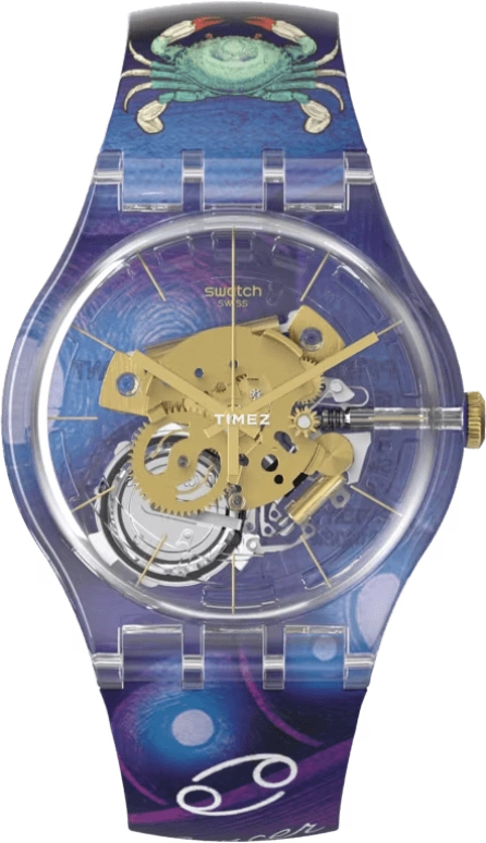 Swatch,Originals 41mm,41mm,Plastic,Transparent,Quartz,Sapphire,Crystal Glass,Round,SUOK147,SUOK147-030